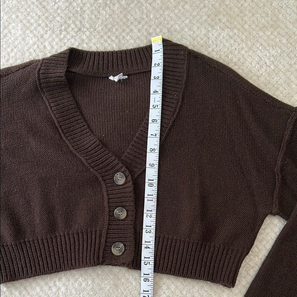 Garage Brown Cropped Cardigan Sweater - Picture 4 of 6